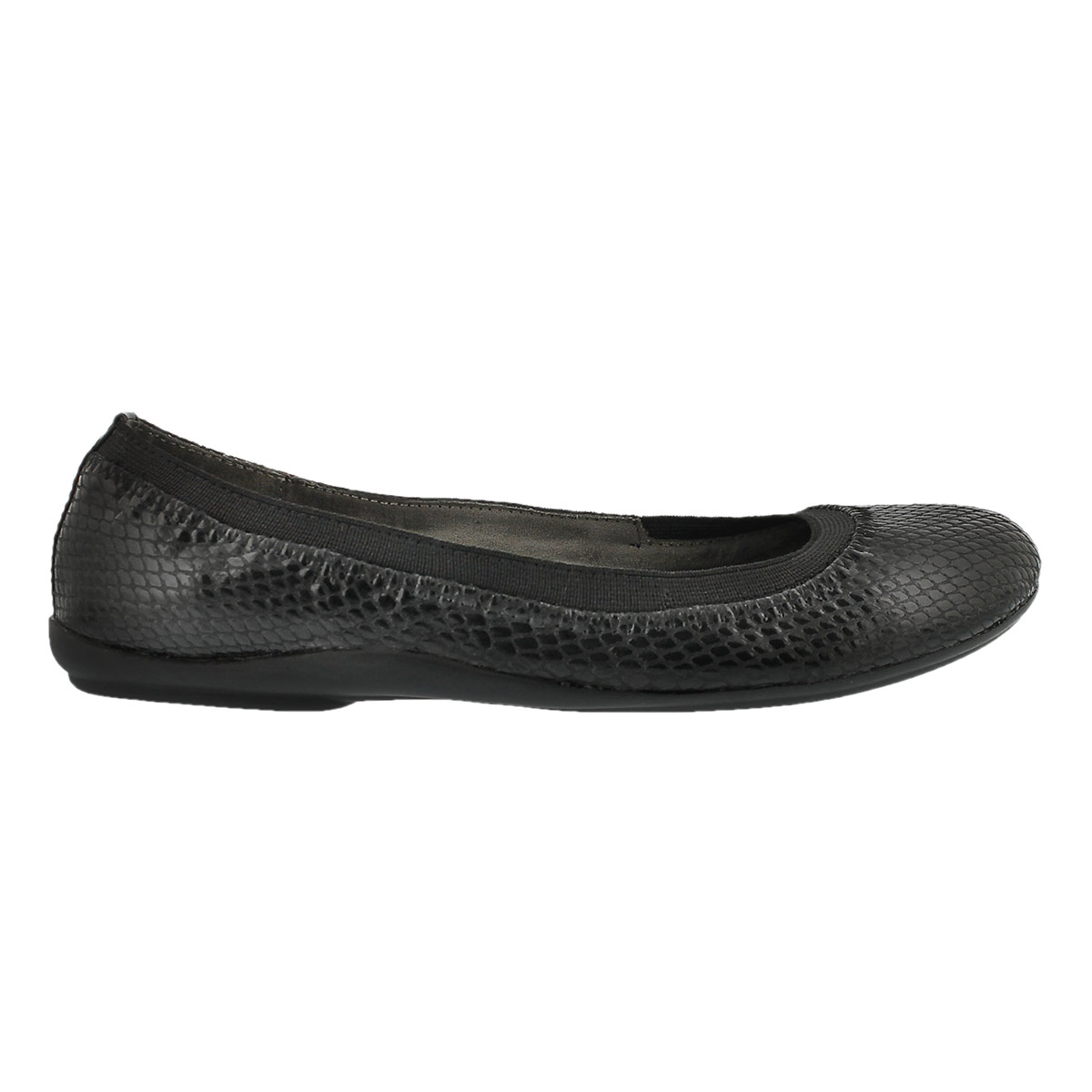Lds Evita blk snake print mem. foam flat