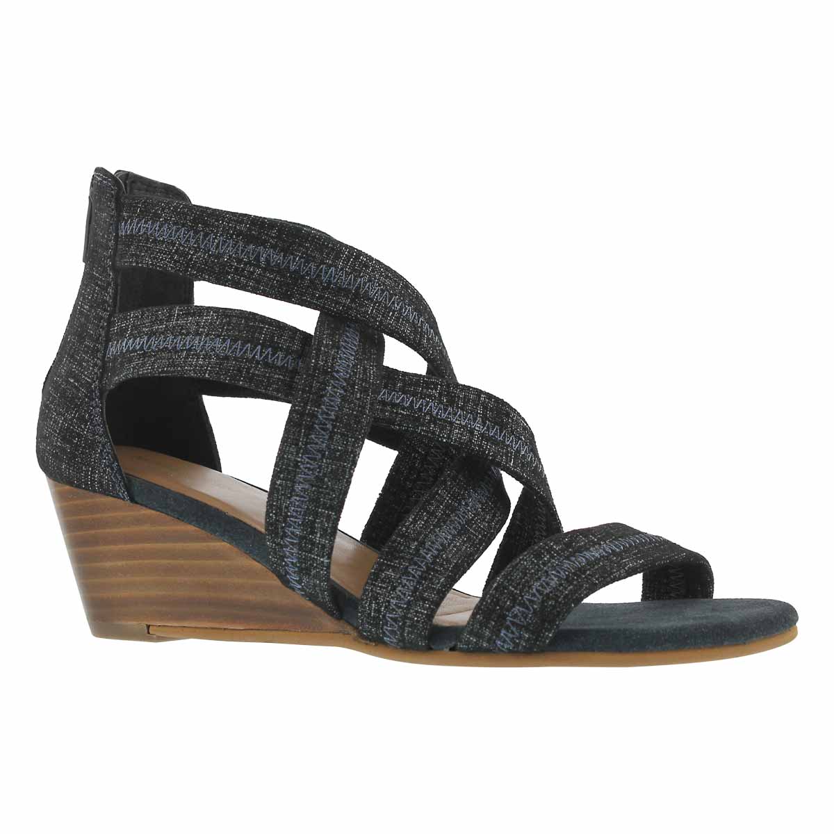 Lds Fanny navy wedge dress sandal