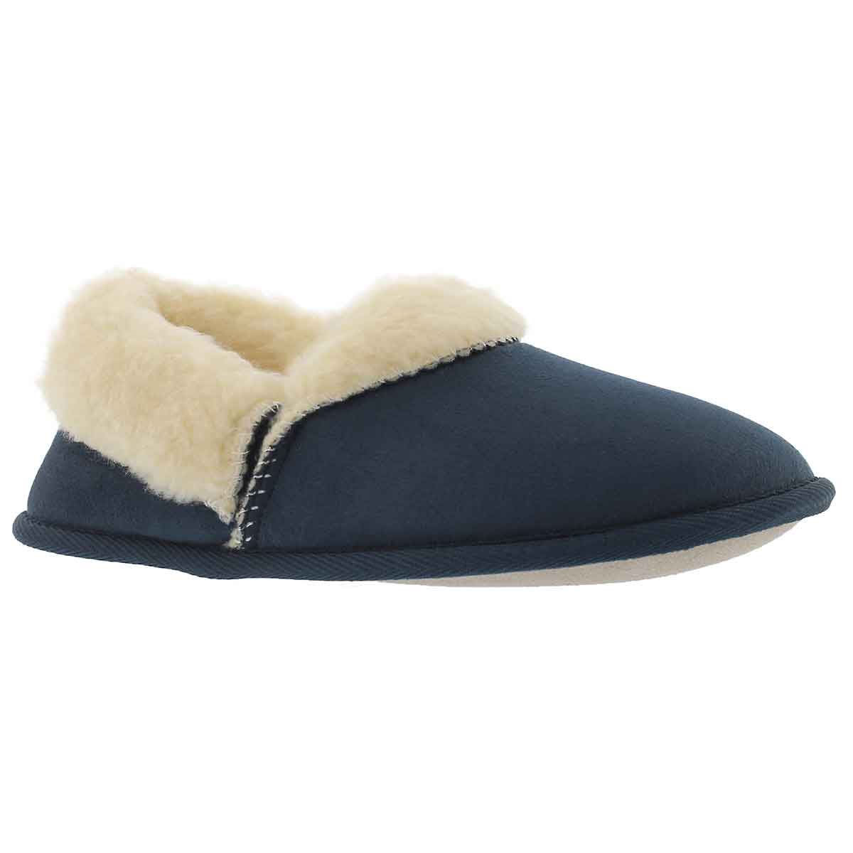 Lds Flapjack navy closed back slipper