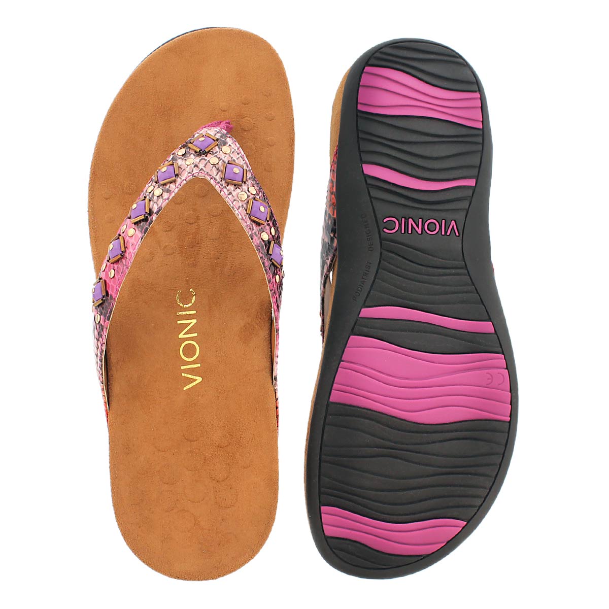 Lds Floriana pink arch support flip flop
