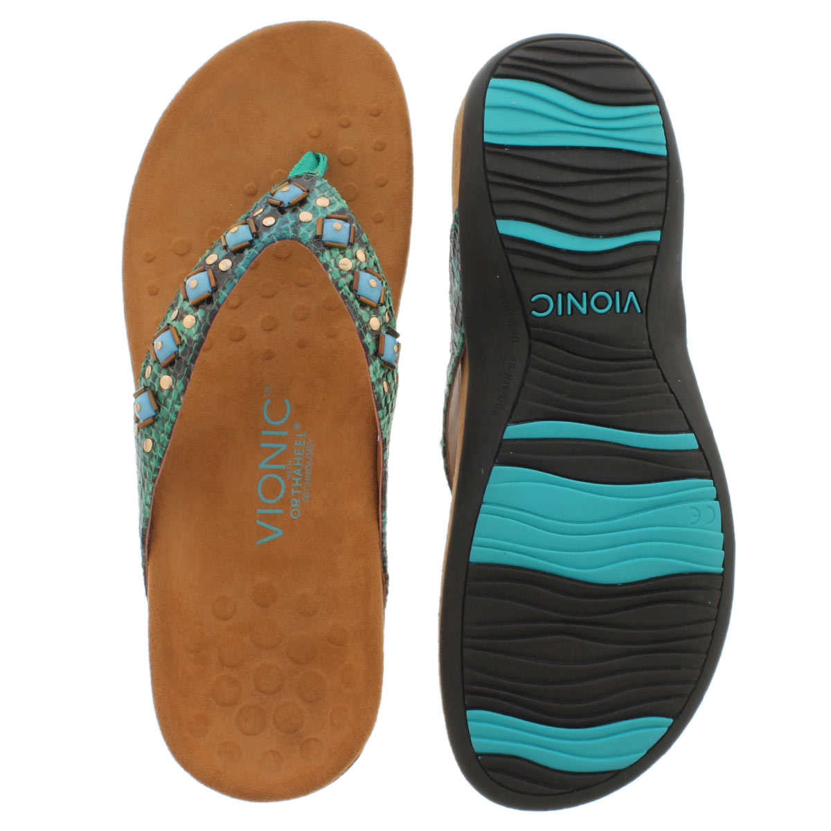 Lds Floriana teal arch support flip flop