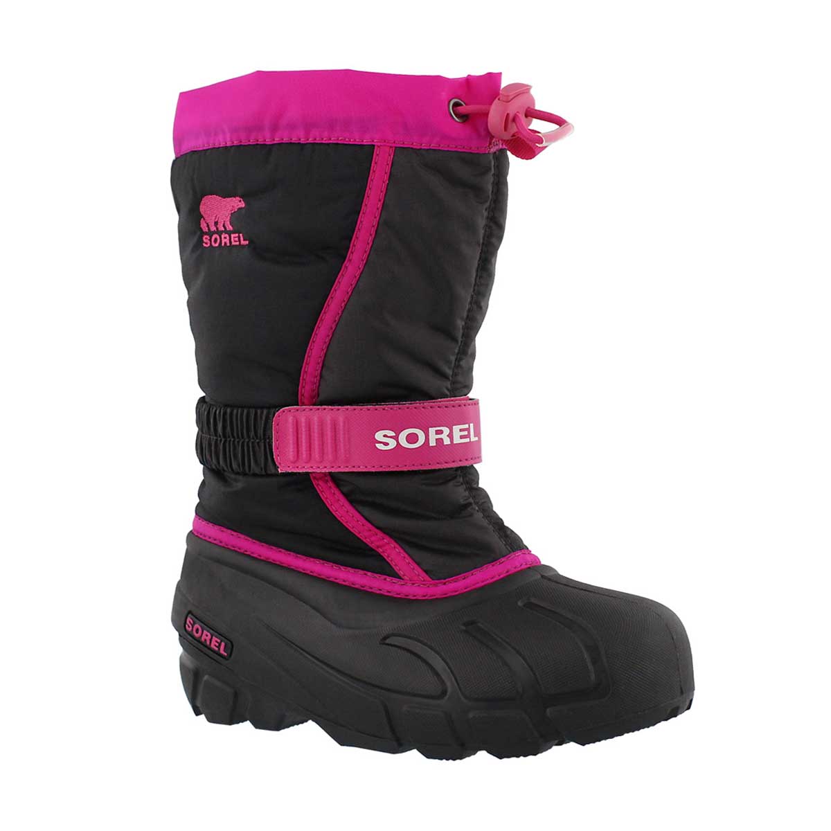 Grls Flurry pnk/blk pullon winter boot