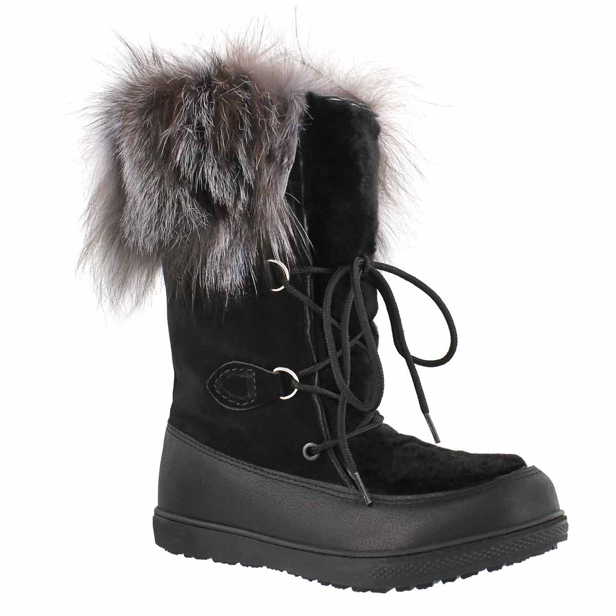 Women's FREDERICA black fox fur mukluks