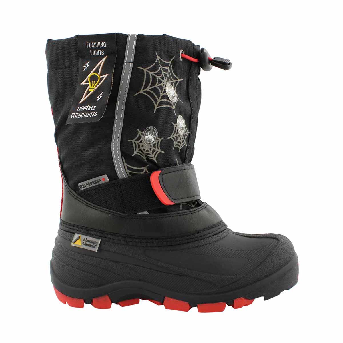 Bys Frosty bk/rd wp lightup wntr boot