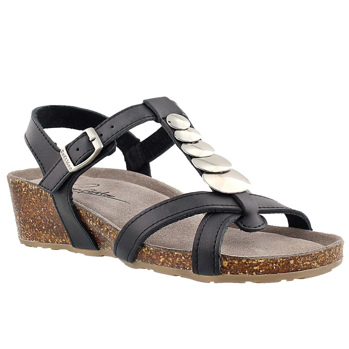 Lds Gabriele blk mem. foam wedge sandal