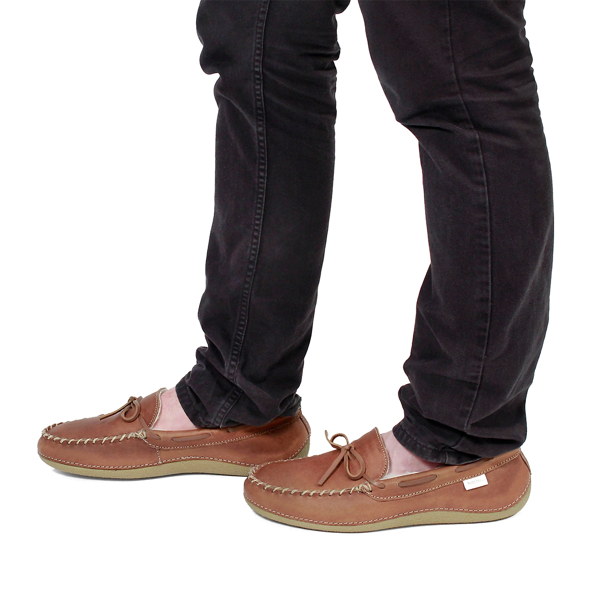Mns Gary bark fleece lined lthr moc