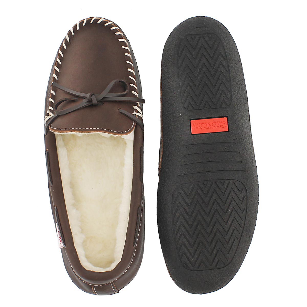 Mns Gary brown fleece lined lthr moc