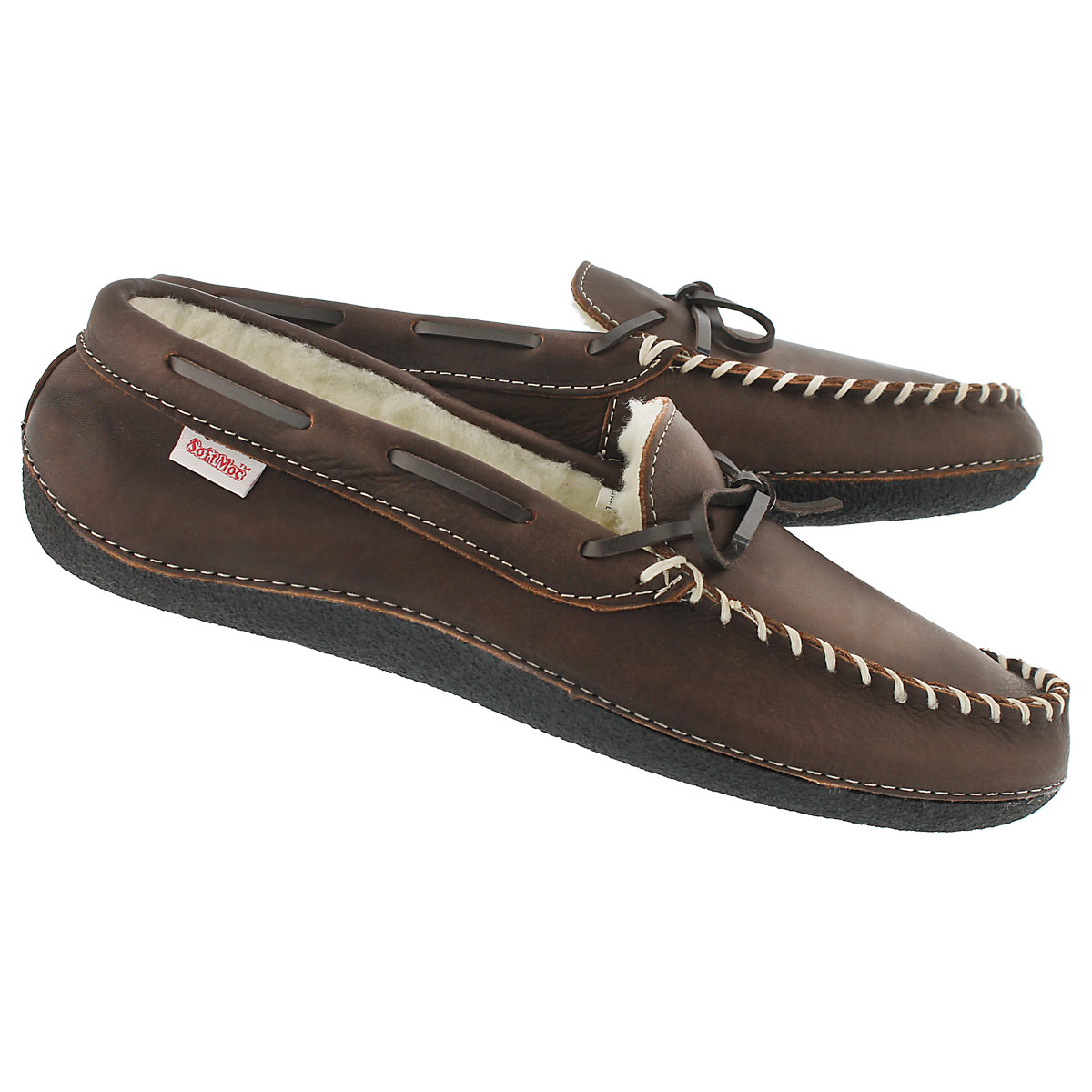 Mns Gary brown fleece lined lthr moc