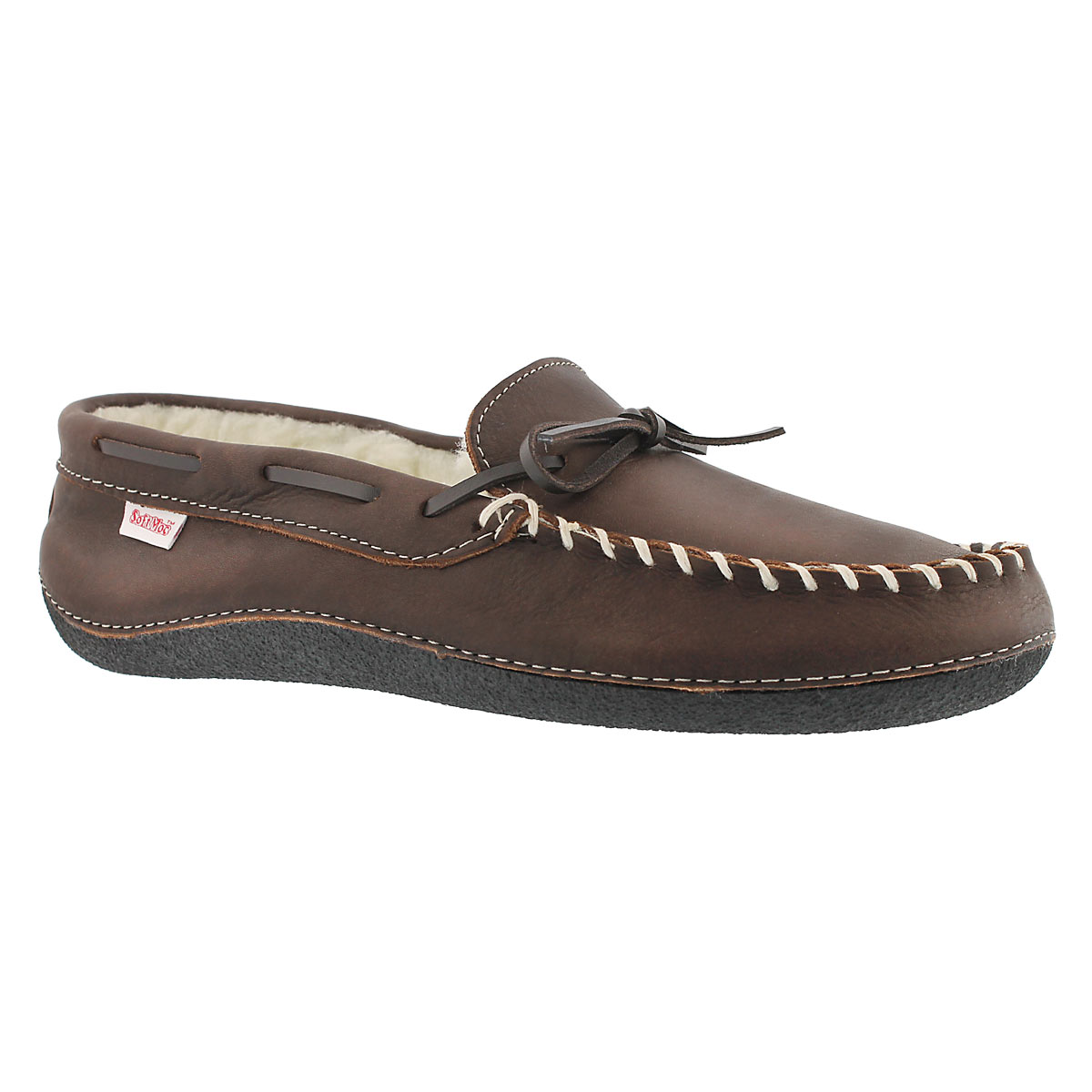 Men's GARY brown fleece lined leather moccasins