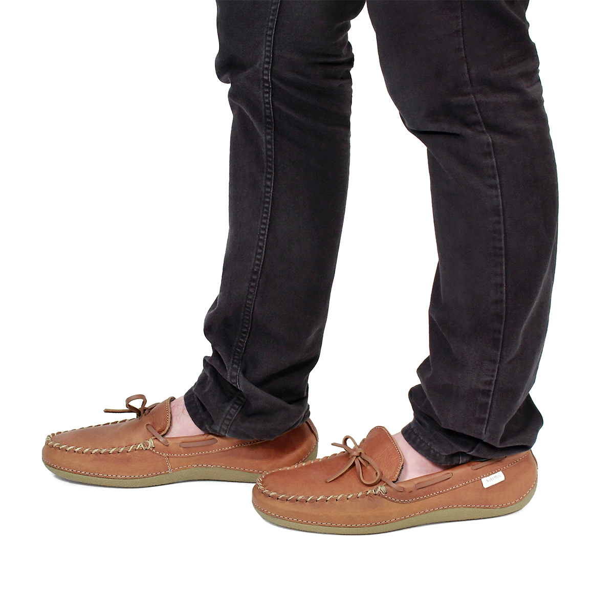 Mns Gary bark lthr plaid lined moc
