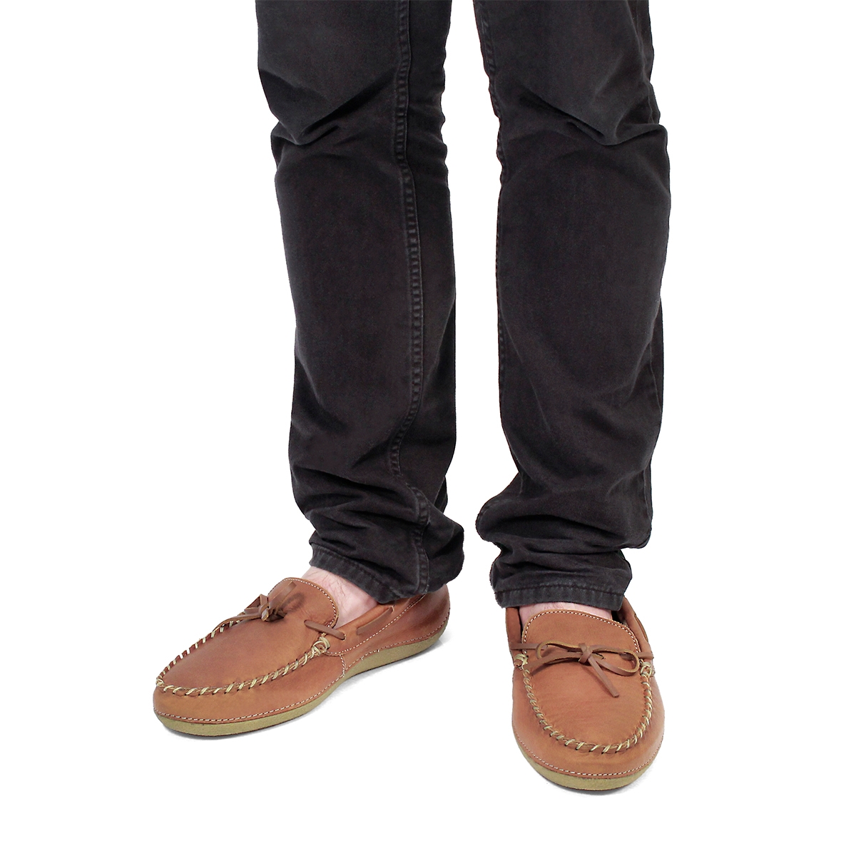 Mns Gary bark lthr plaid lined moc