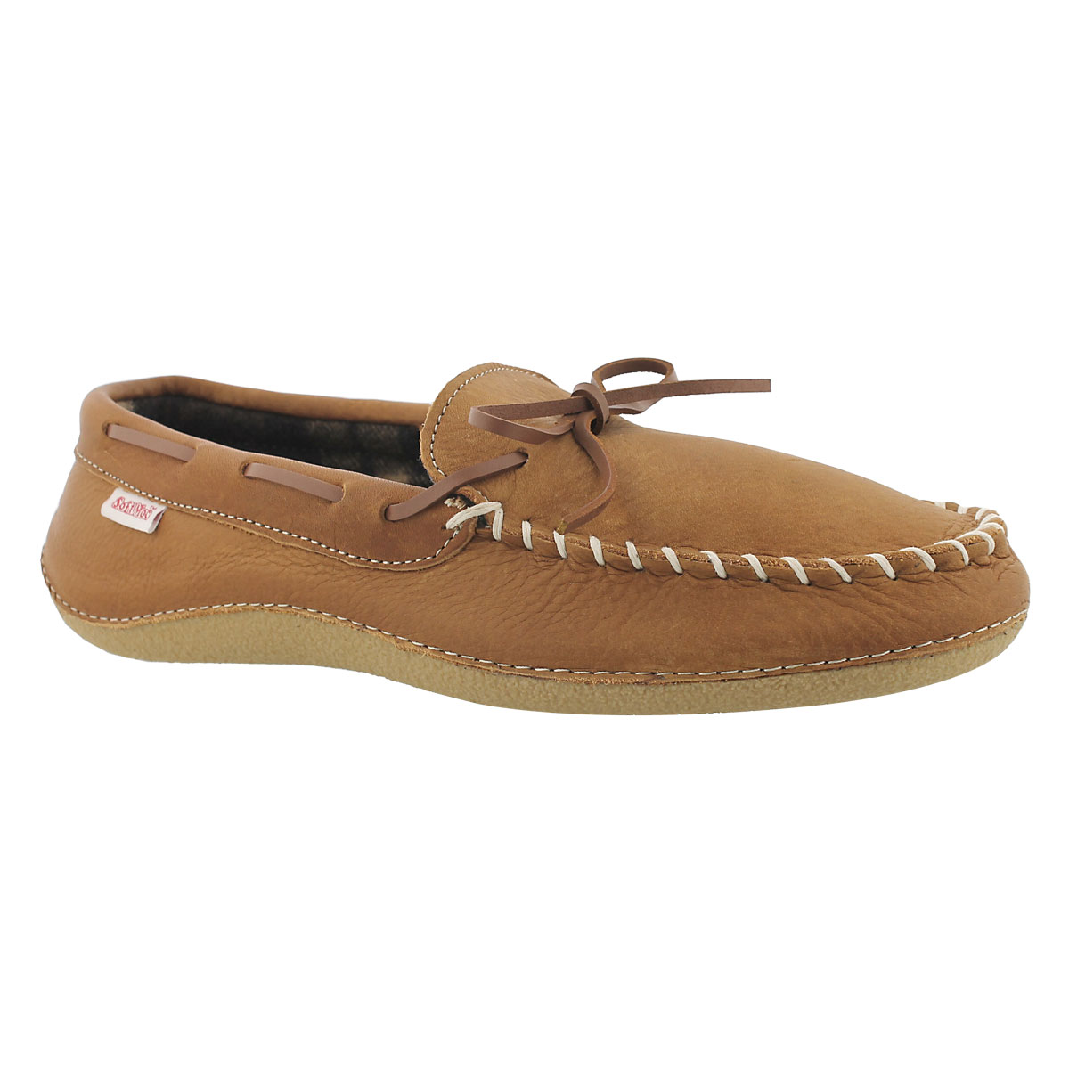 Men's GARY bark leather plaid lined moccasins