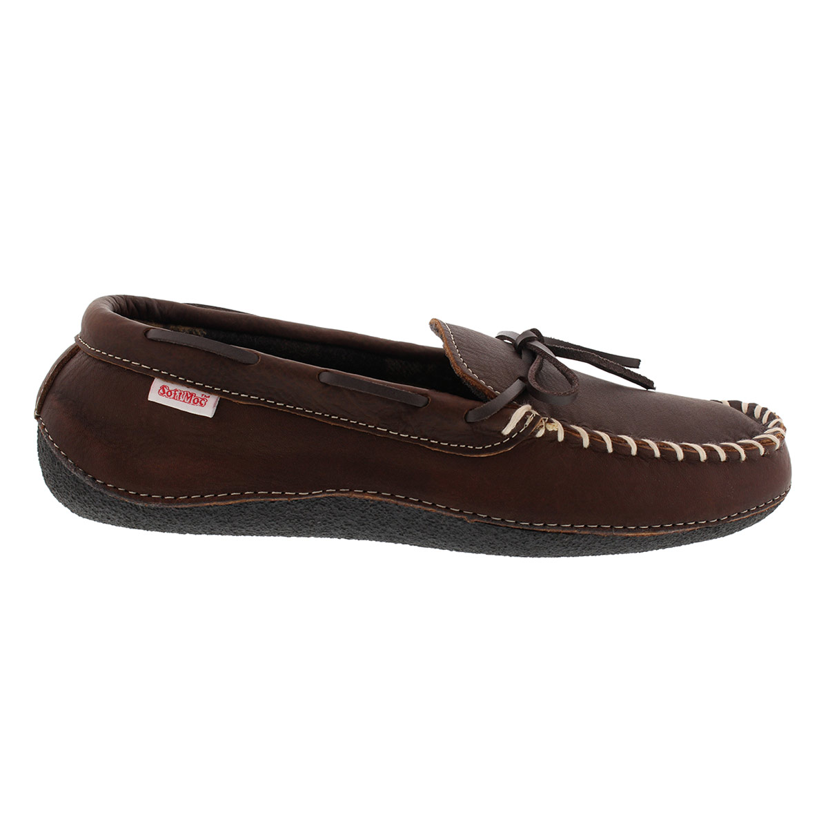 Mns Gary brown lthr plaid lined moc