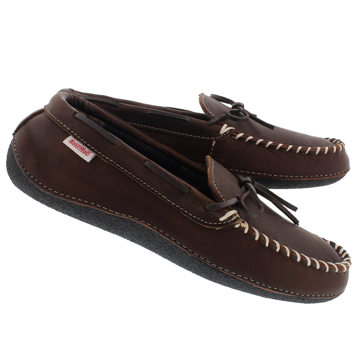 Mns Gary brown lthr plaid lined moc