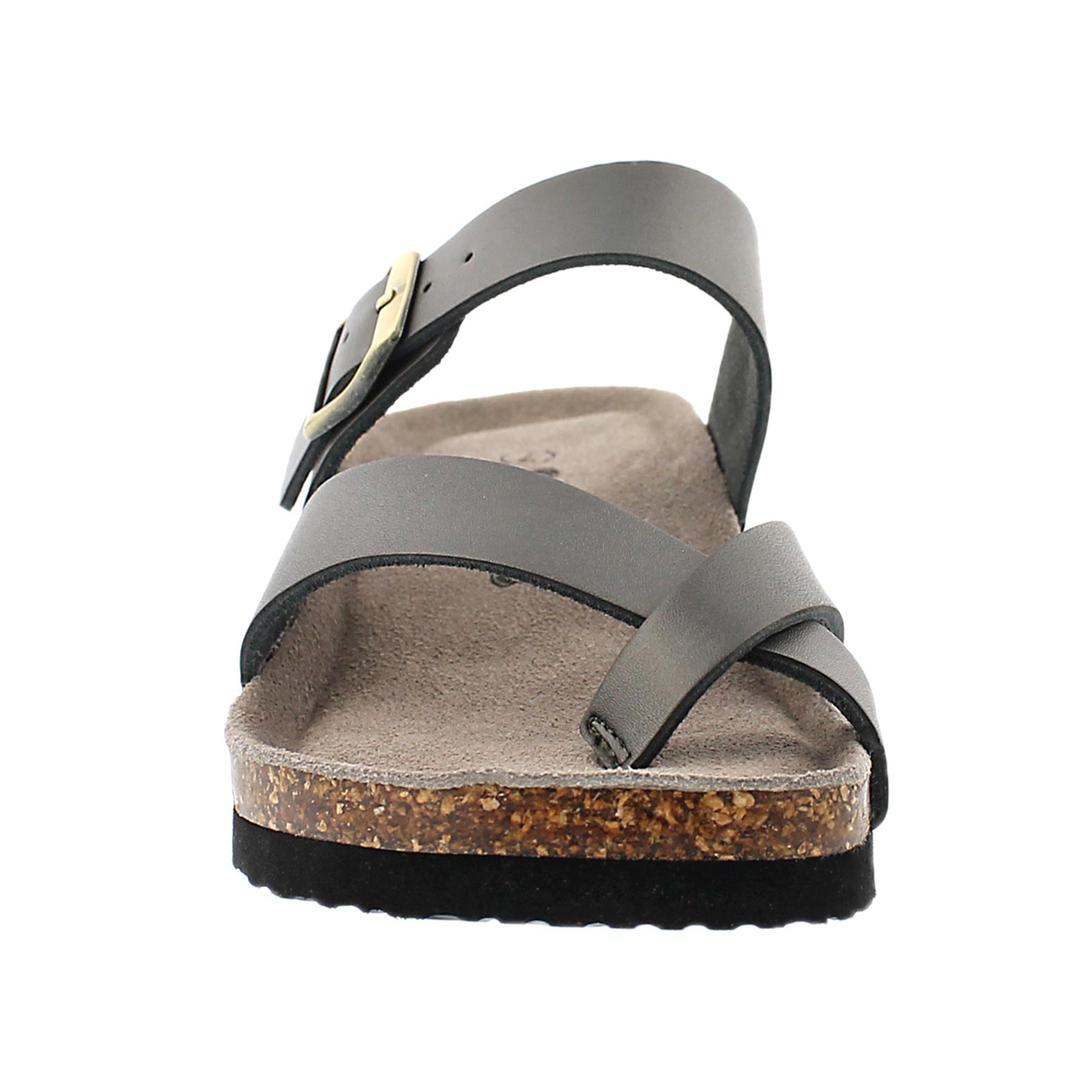 Lds Gemma pewter mem. foam wdge sandal