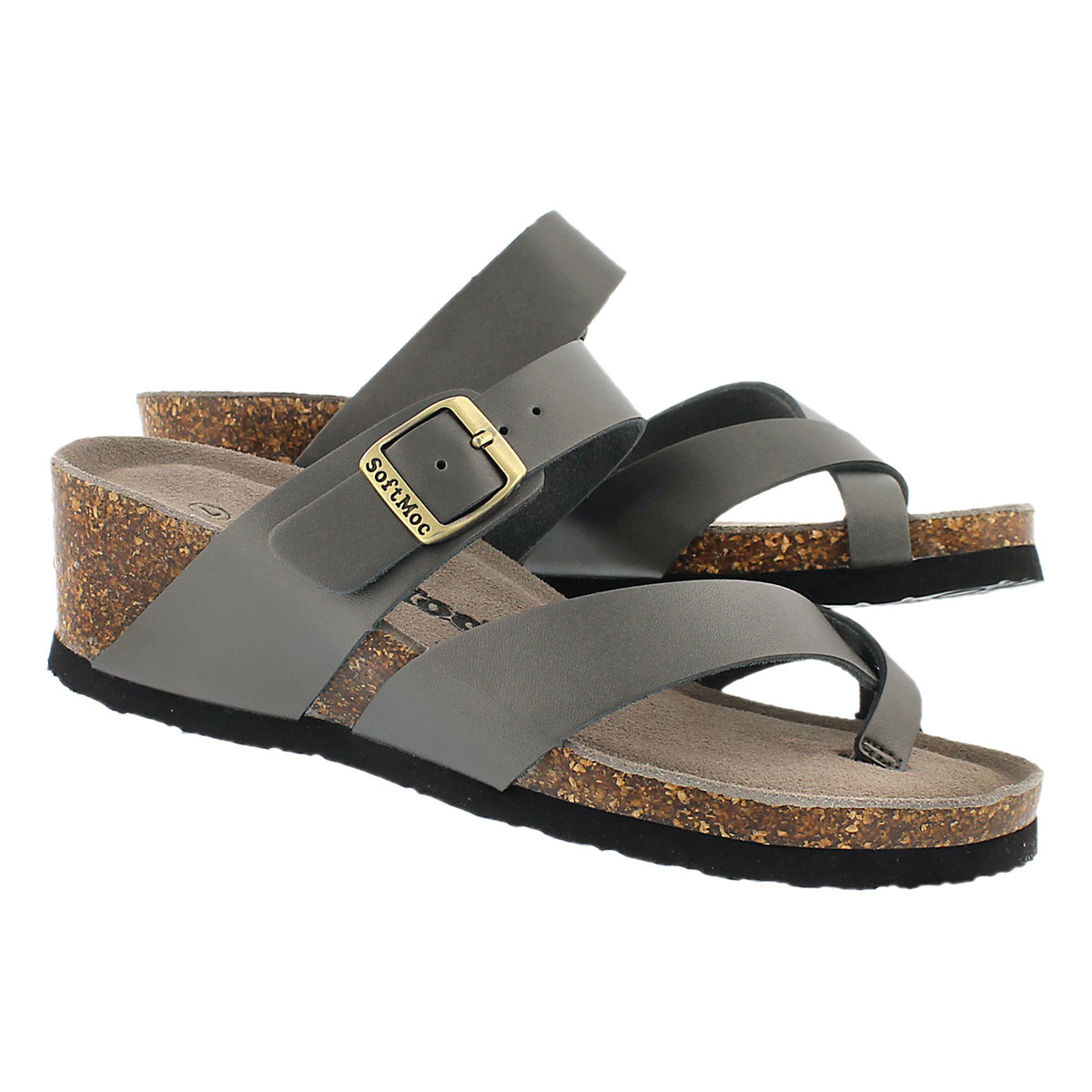 Lds Gemma pewter mem. foam wdge sandal