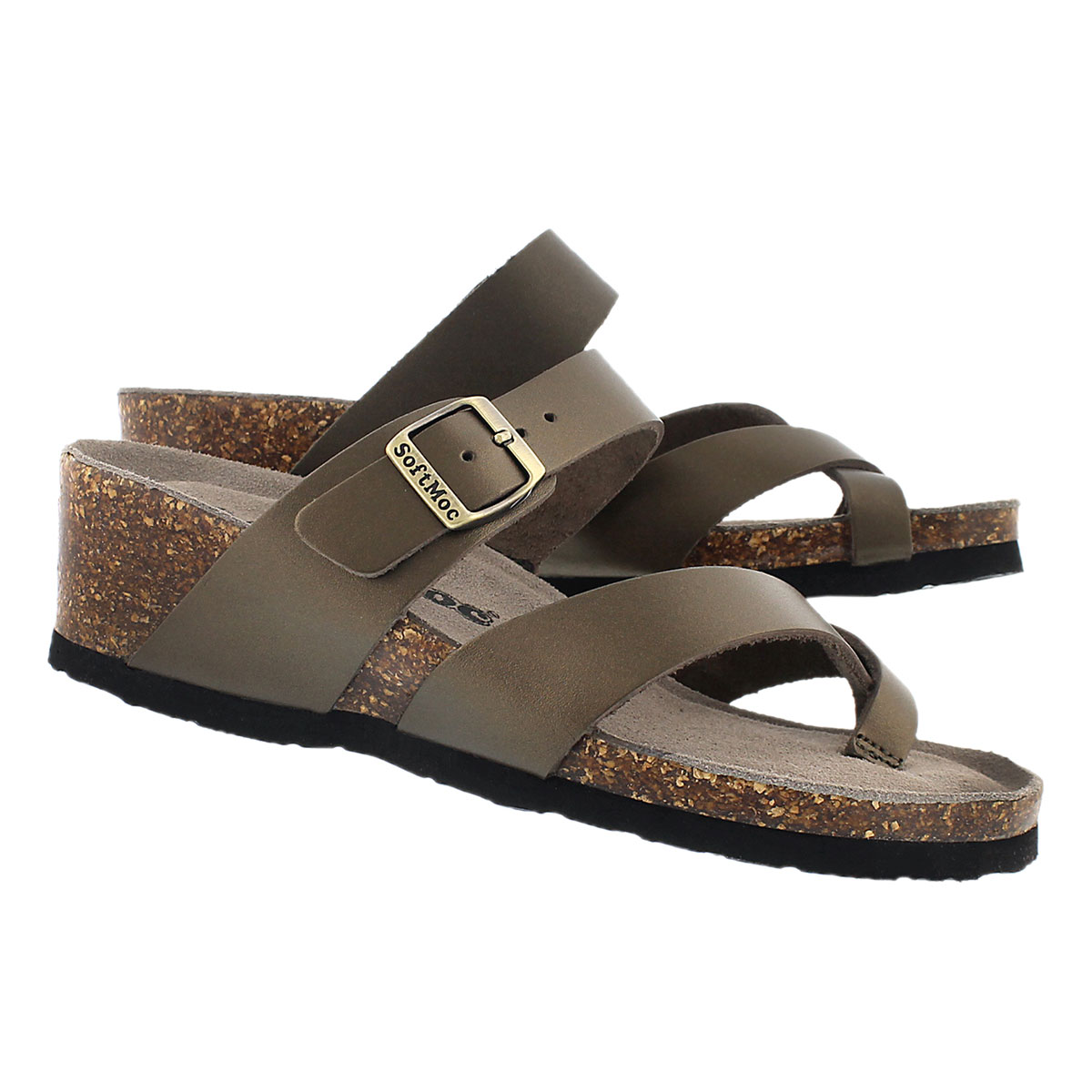 Lds Gemma rose gld mem. foam wdge sandal