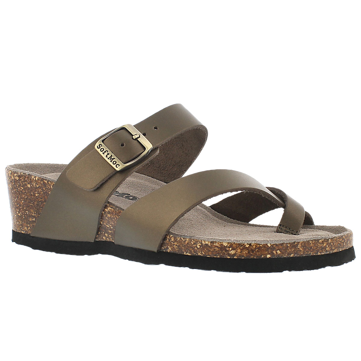 Lds Gemma rose gld mem. foam wdge sandal