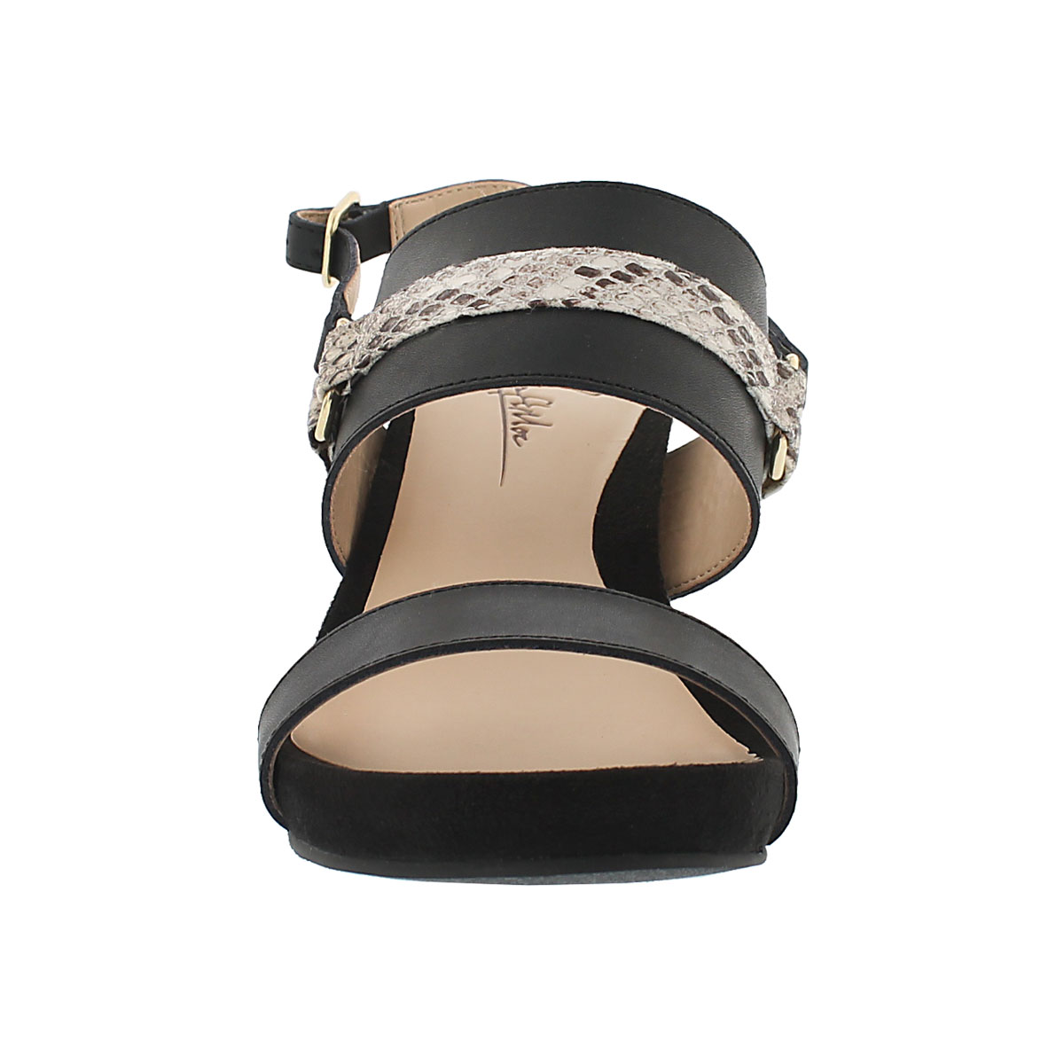 Lds Gili blk mem. foam wedge sandal