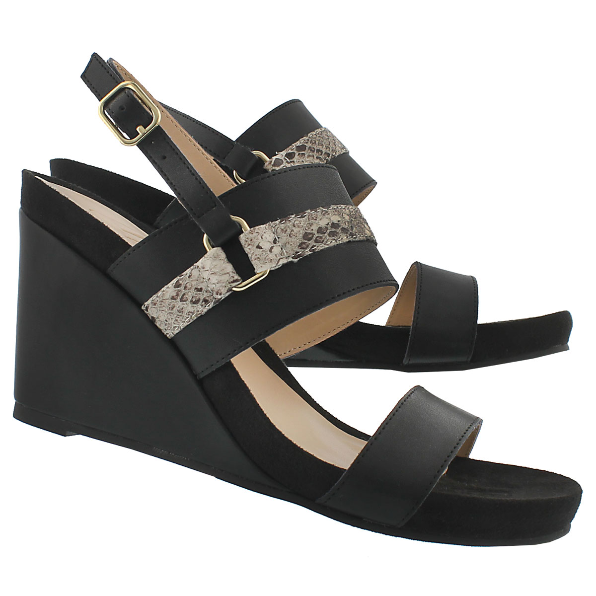 Lds Gili blk mem. foam wedge sandal
