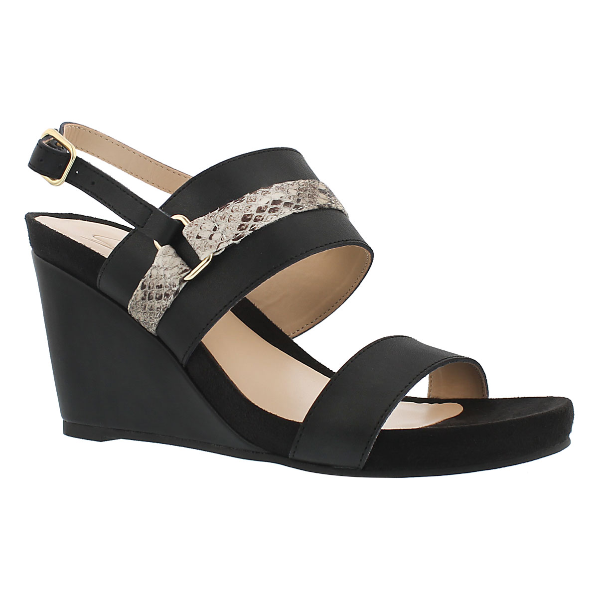 Women's GILI black memory foam wedge sandals