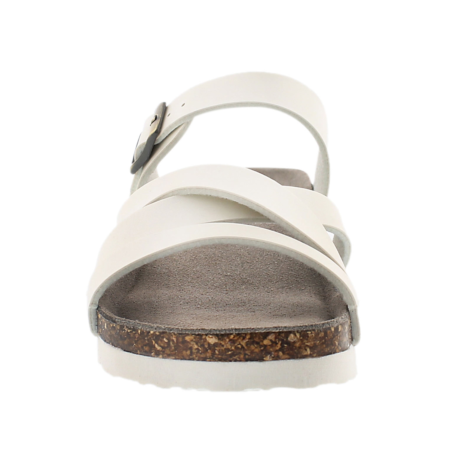 Lds Ginnie white mem. foam wdge sandal