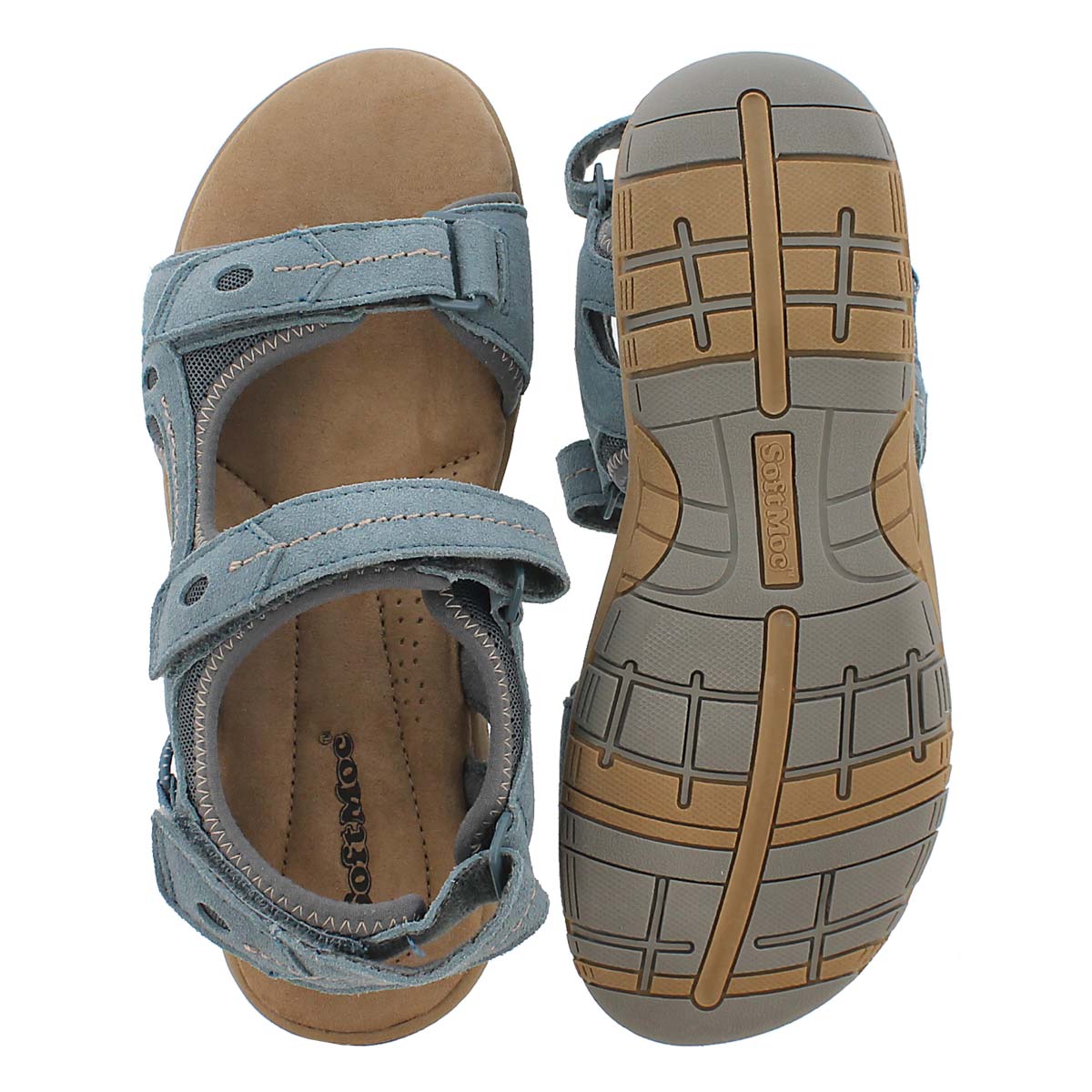 Lds Gladys blue 3-strap mem. foam sandal
