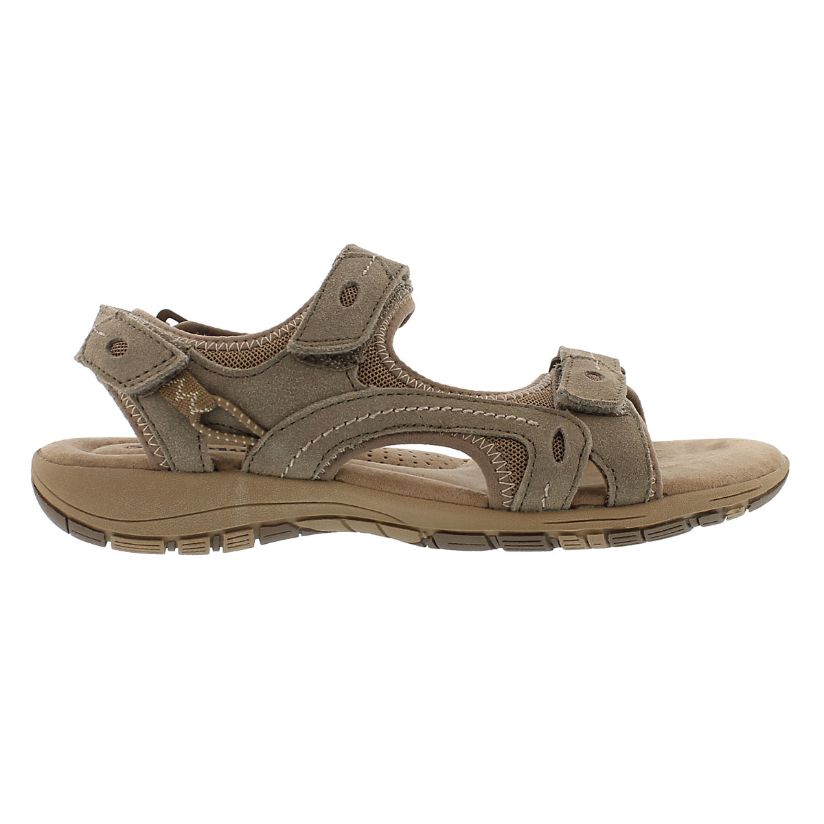 Lds Gladys brn 3-strap mem. foam sandal