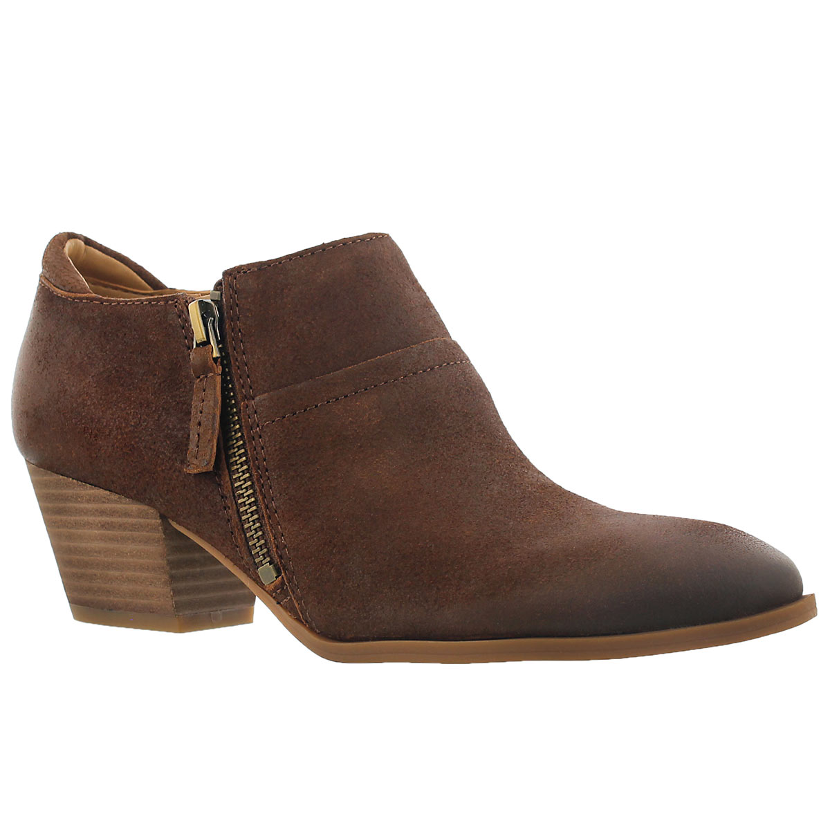 Women's GRECO tan zip up casual heels