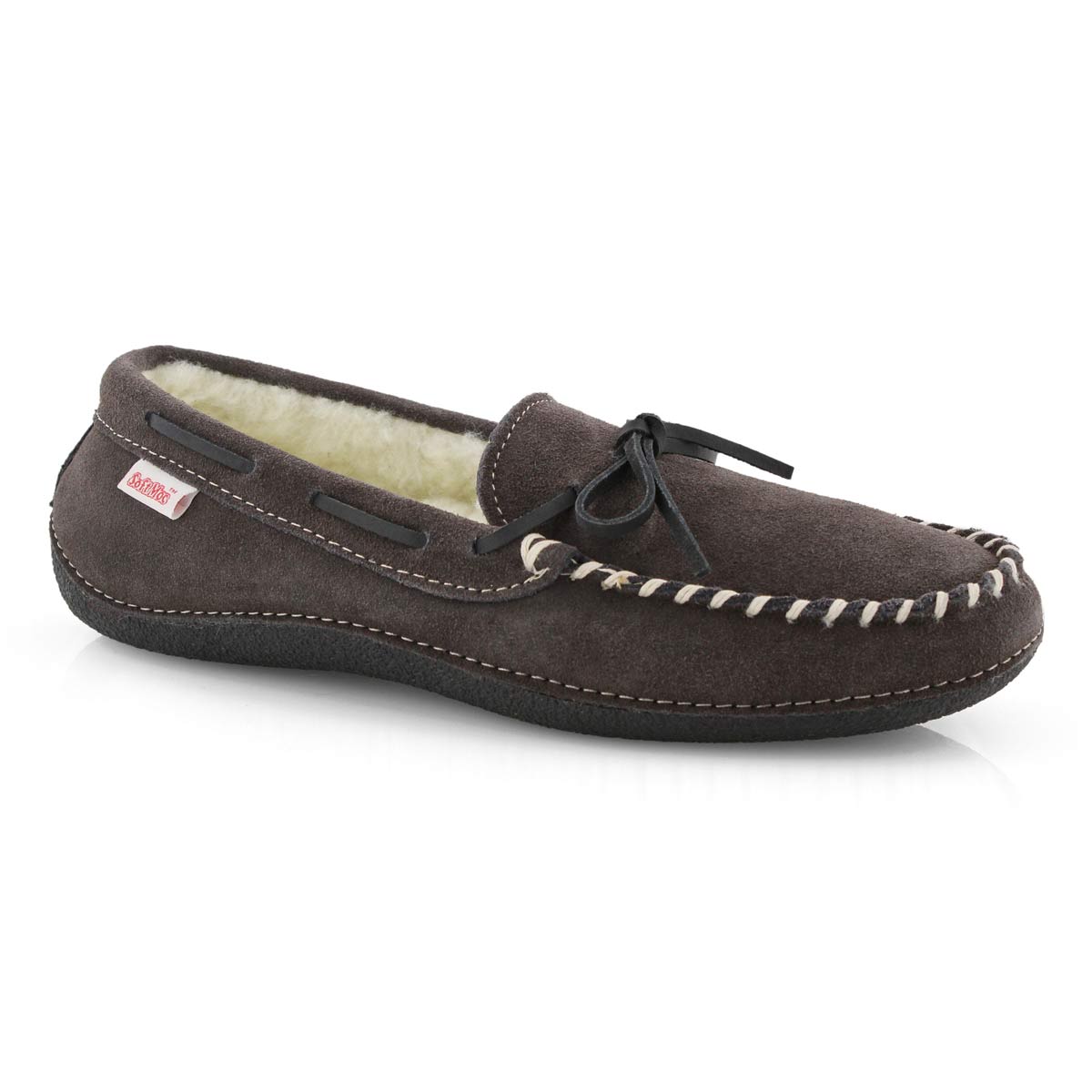 Men's GREG grey fleece lined moccasins