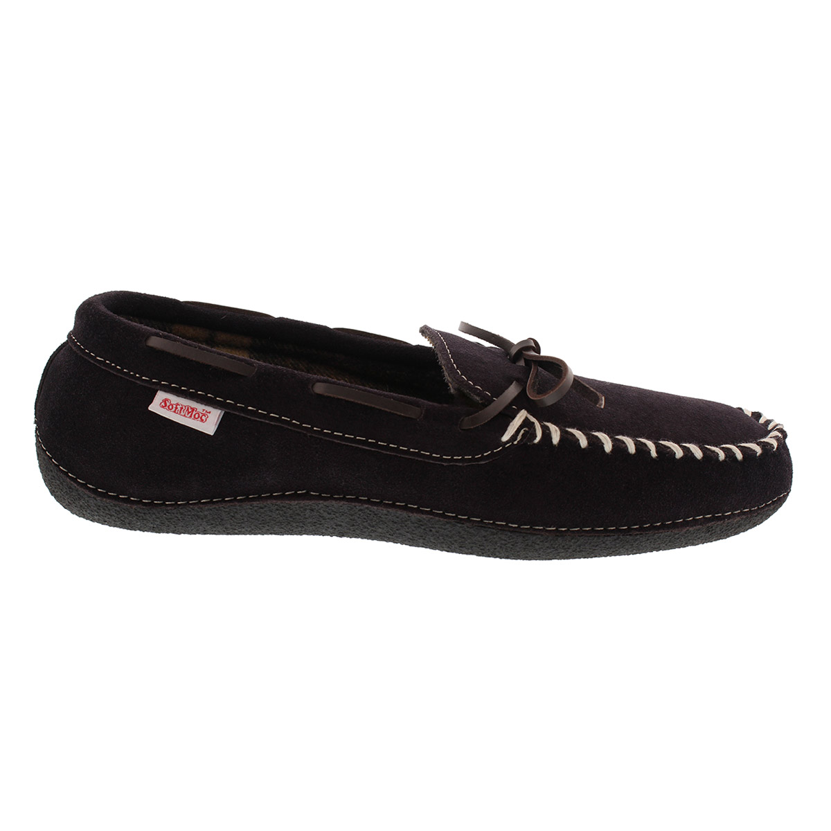 Mns Greg brn plaid lined moc
