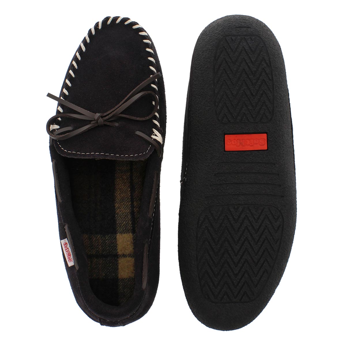 Mns Greg brn plaid lined moc