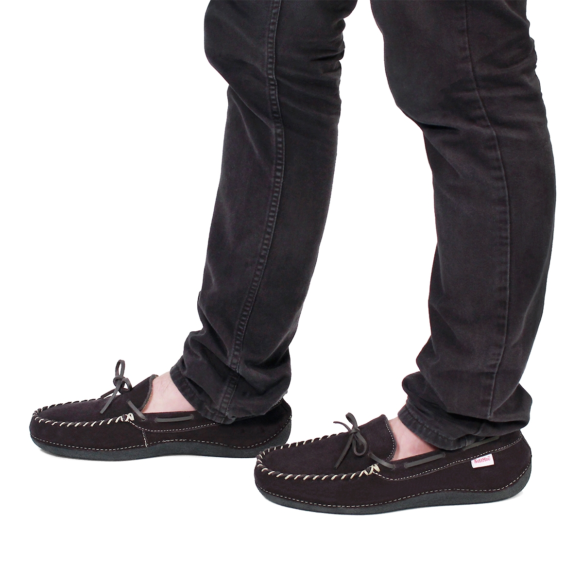 Mns Greg brn plaid lined moc