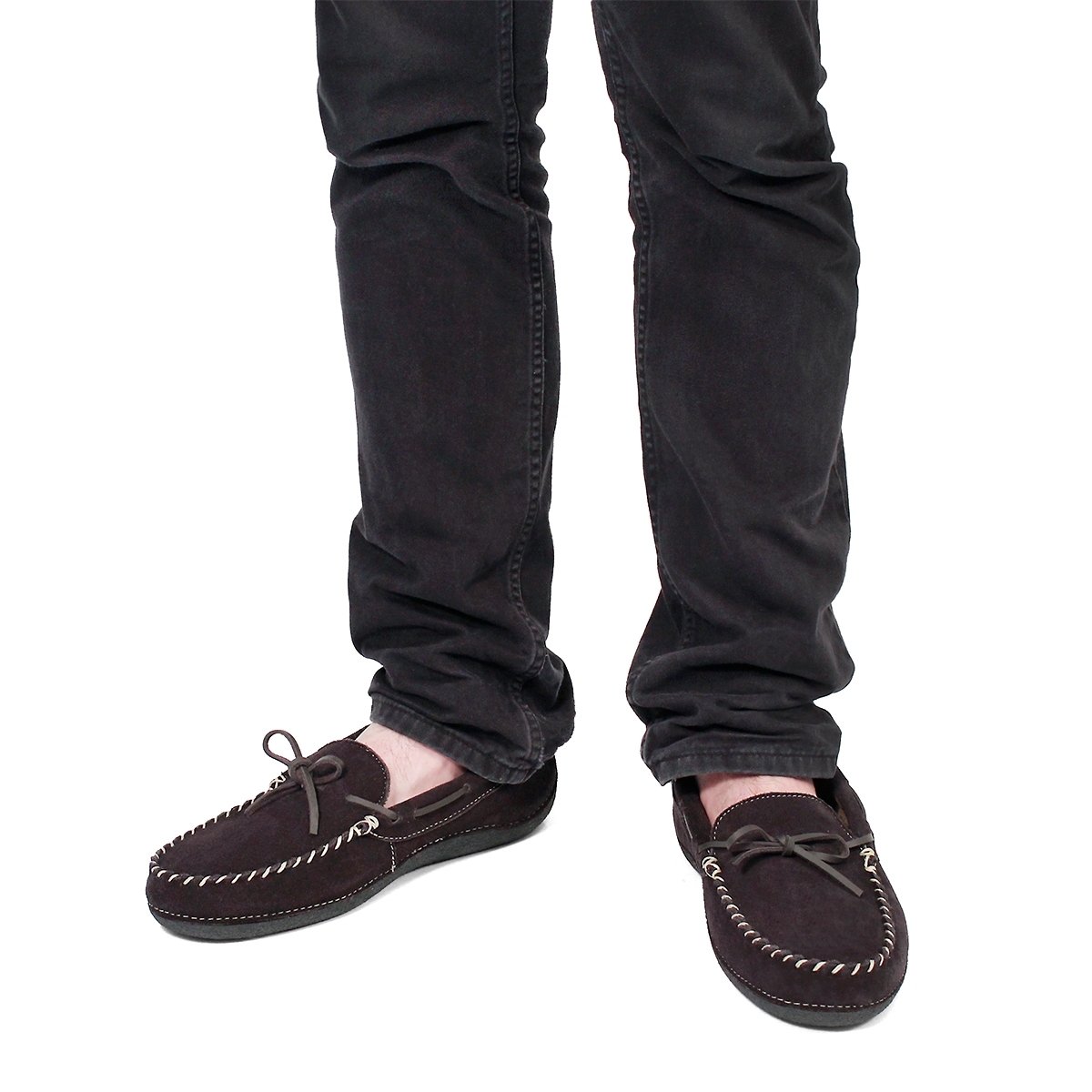 Mns Greg brn plaid lined moc