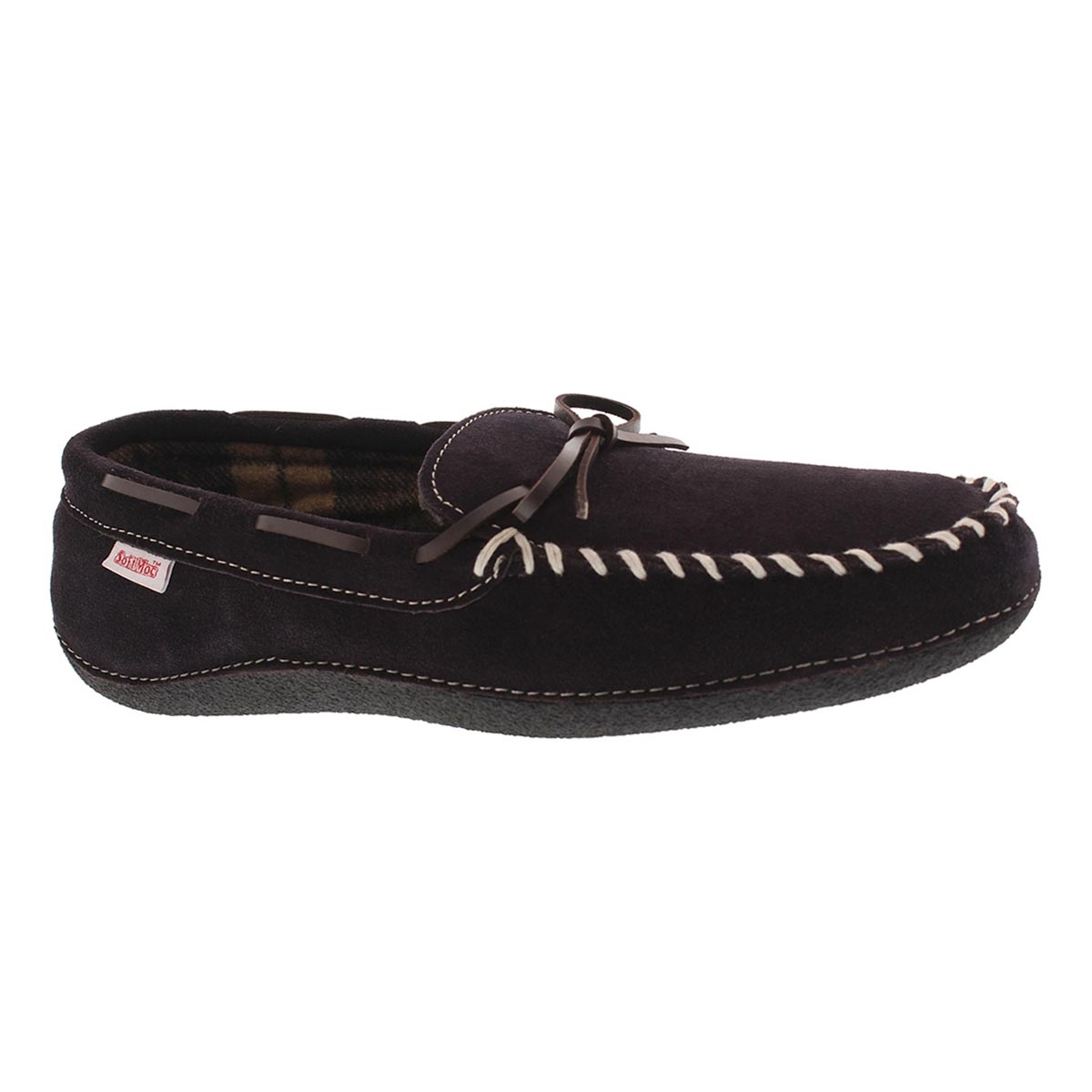 Mns Greg brn plaid lined moc