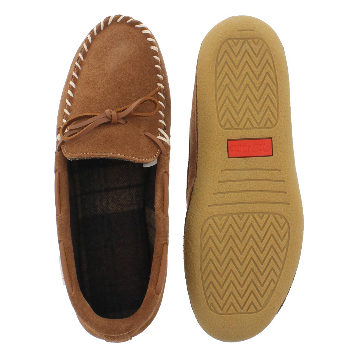 Mns Greg hazlenut plaid lined moc