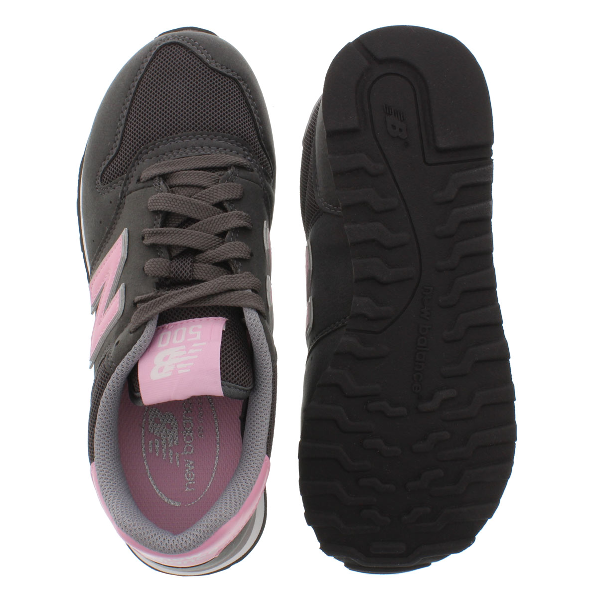 Lds 500 grey/mlti suede lace up sneaker