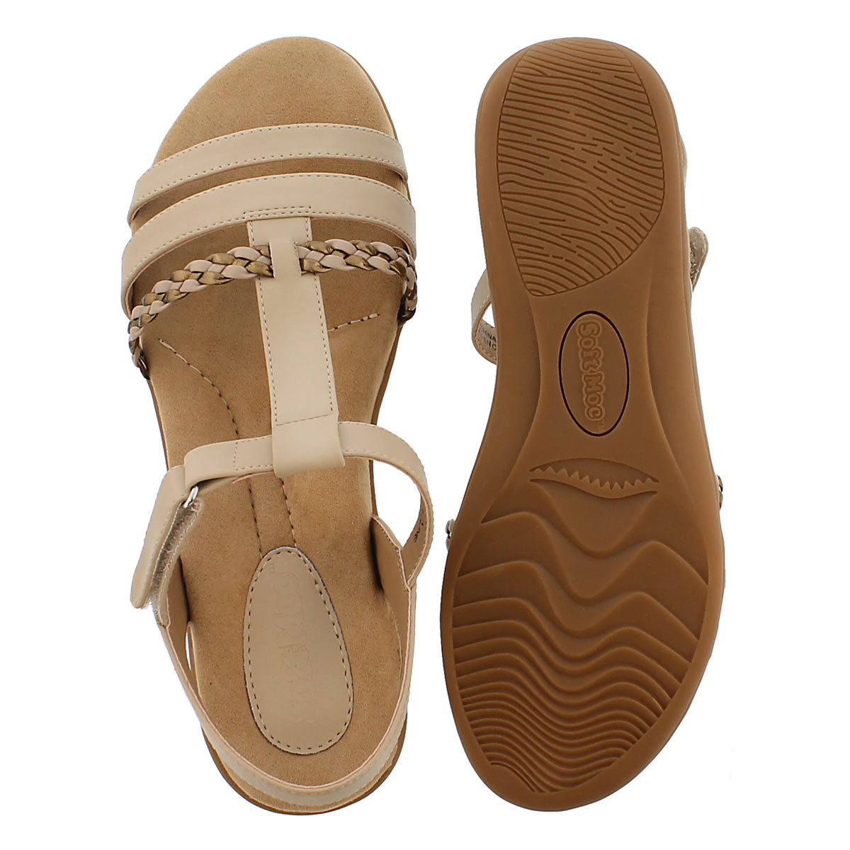 Lds Gwen tan t-strap mem. foam sandal