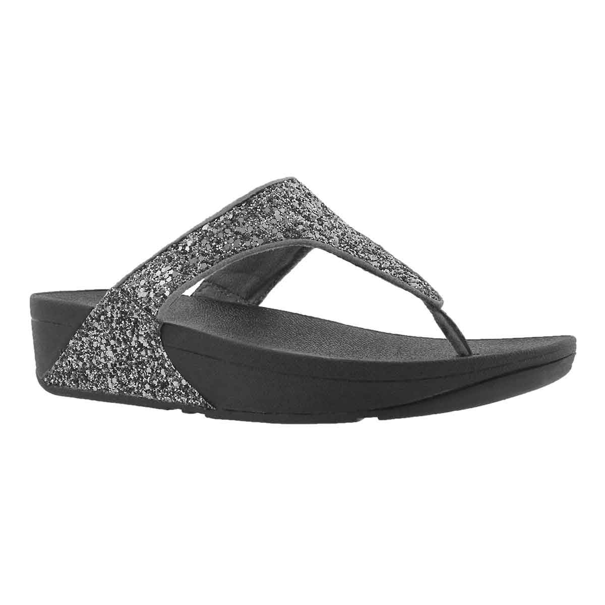 Women's GLITTERBALL TOE-POST pewter thong sandals