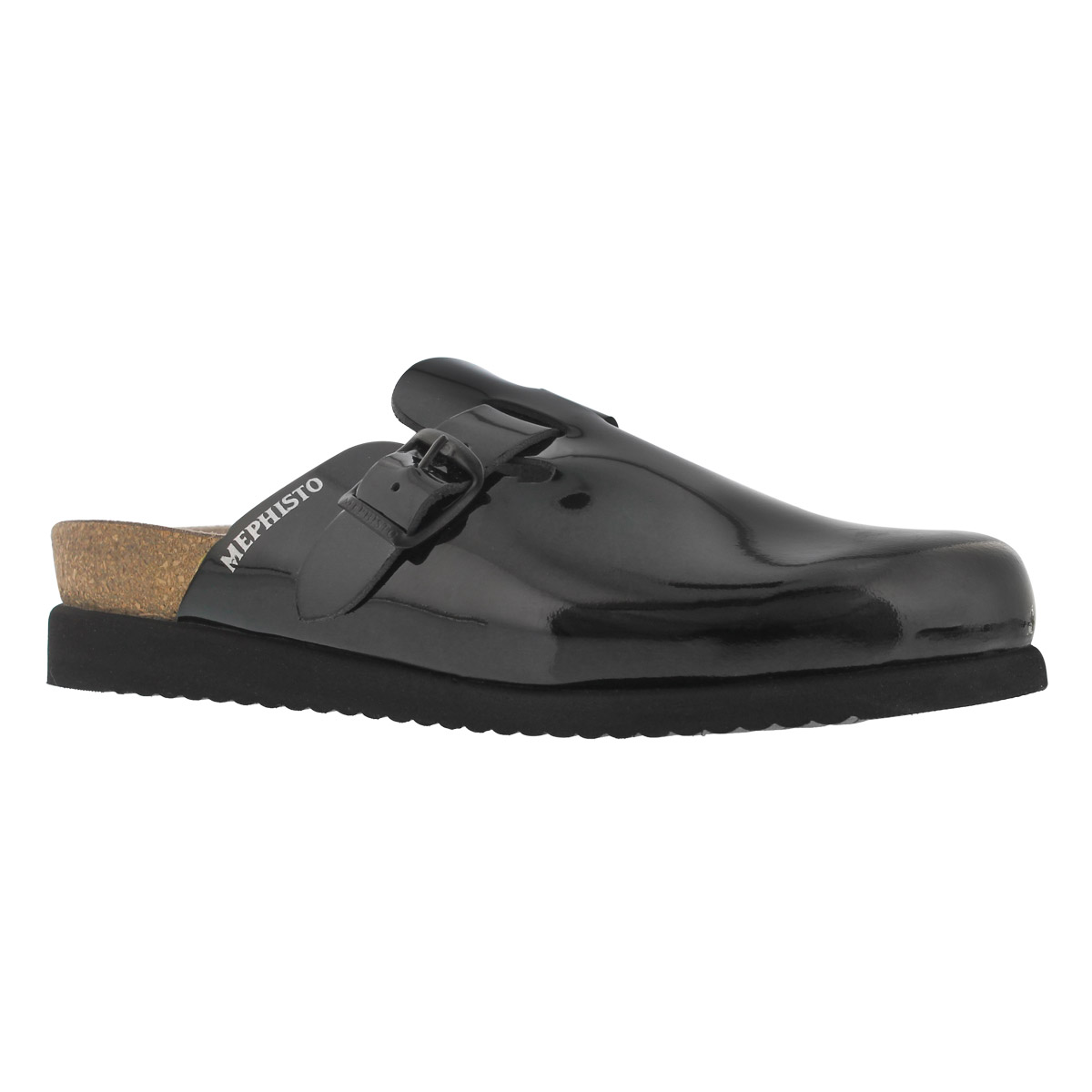 Women's HALINA black patent cork footbed clogs