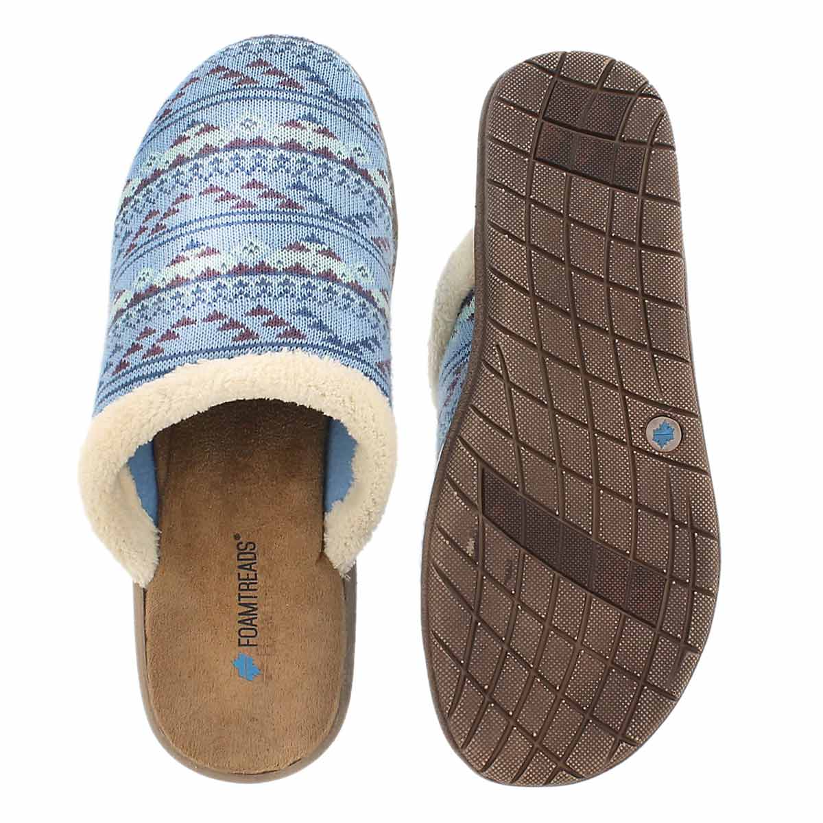 Lds Hazel sky blue open back slipper