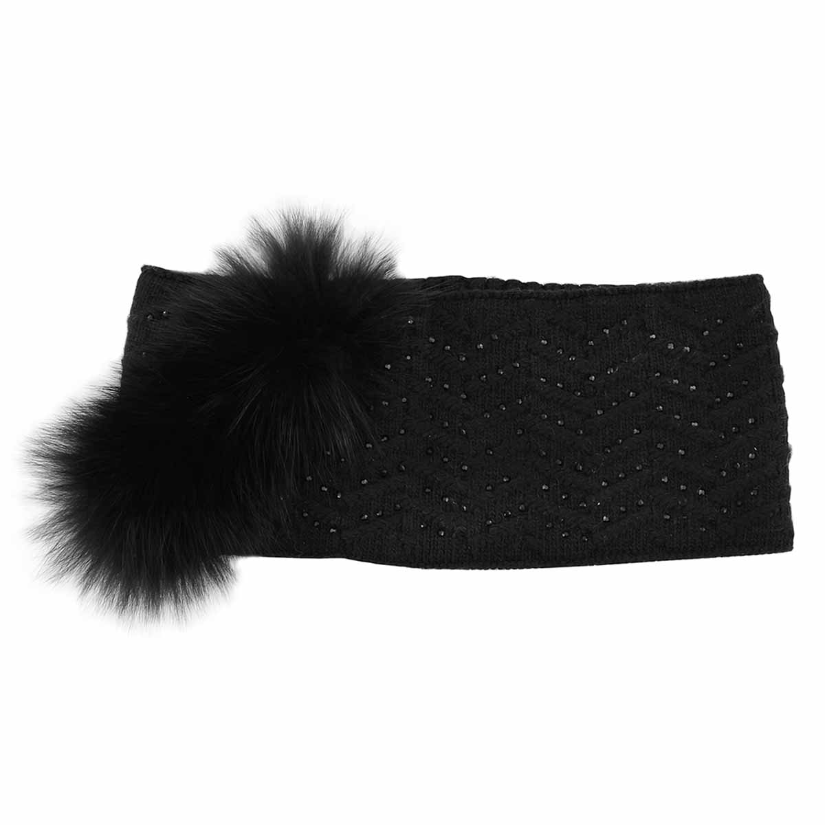 Lds sparkling wave w/ fur blk headband