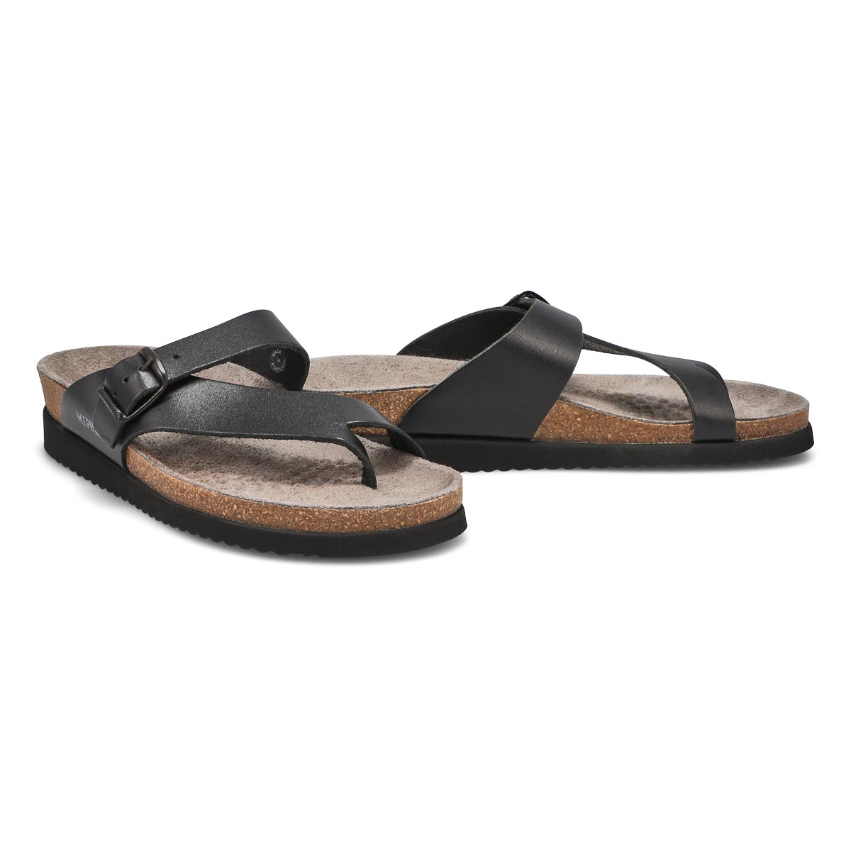 Lds Helen blk waxy cork footbed thong