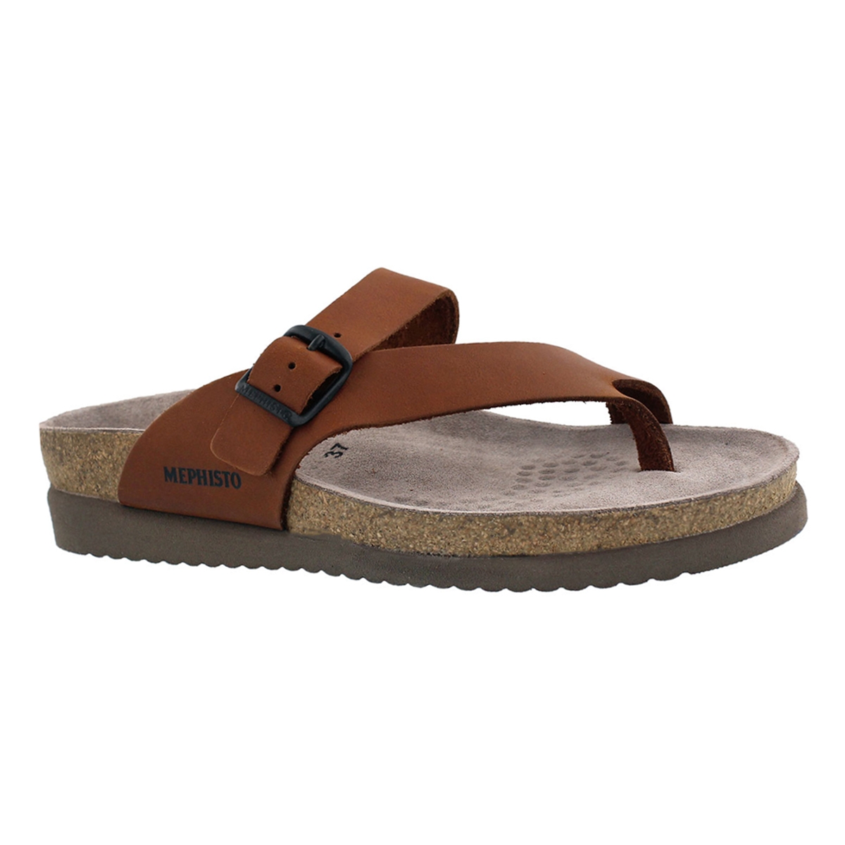 Women's HELEN brown cork footbed thongs