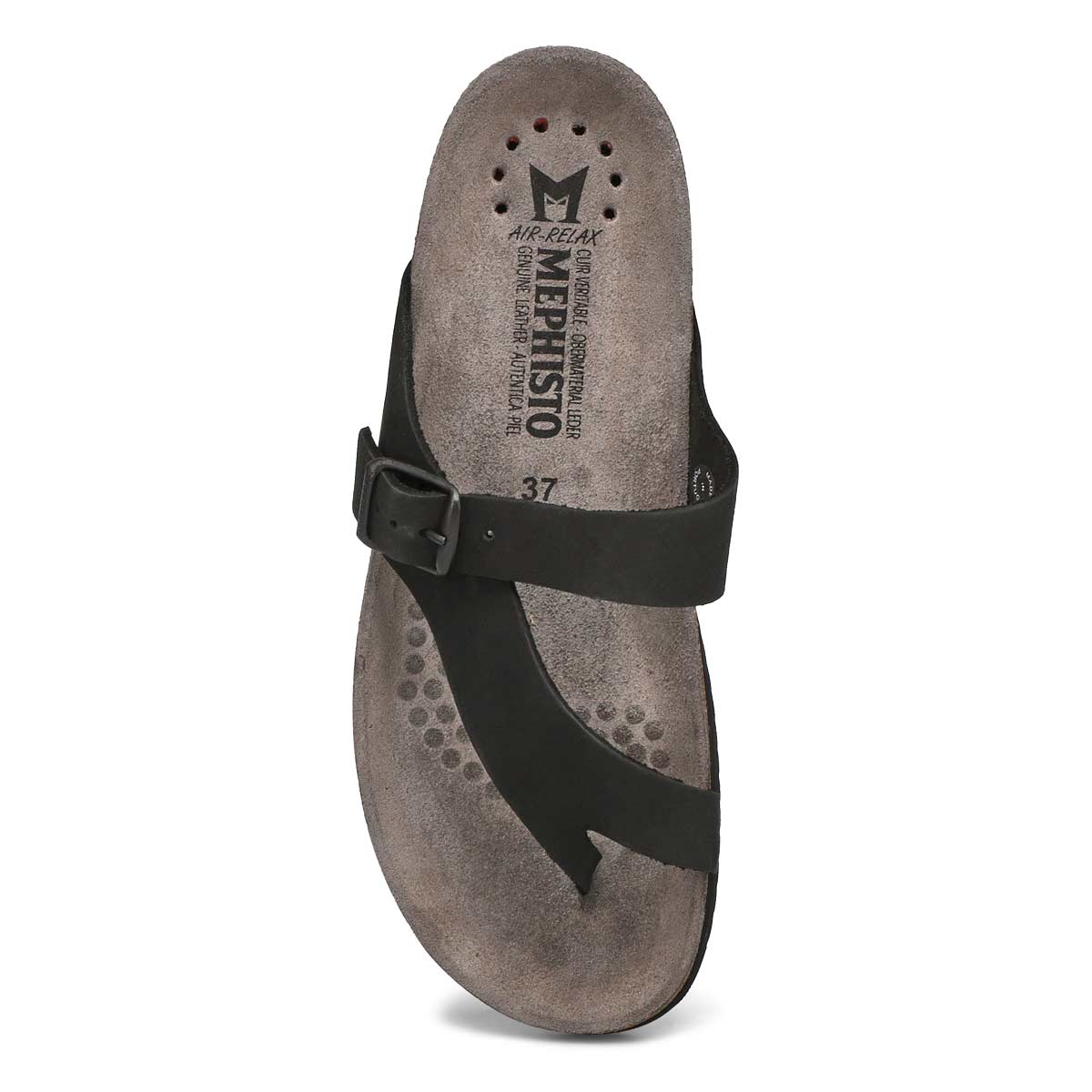Lds Helen blk nubuck cork ftbd thong
