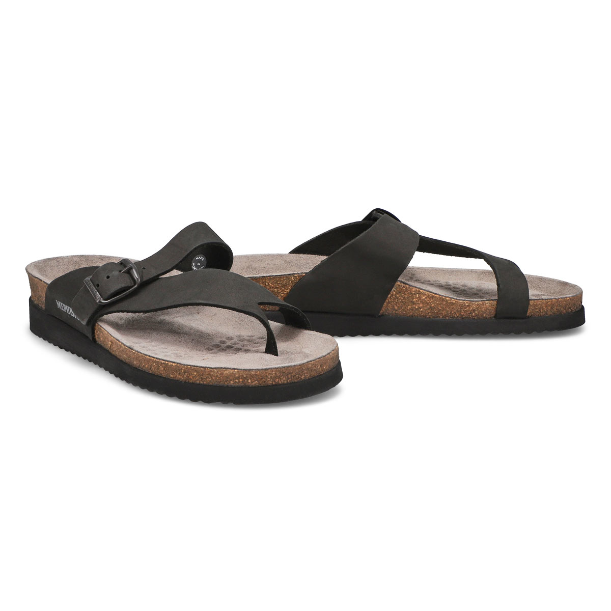 Lds Helen blk nubuck cork ftbd thong