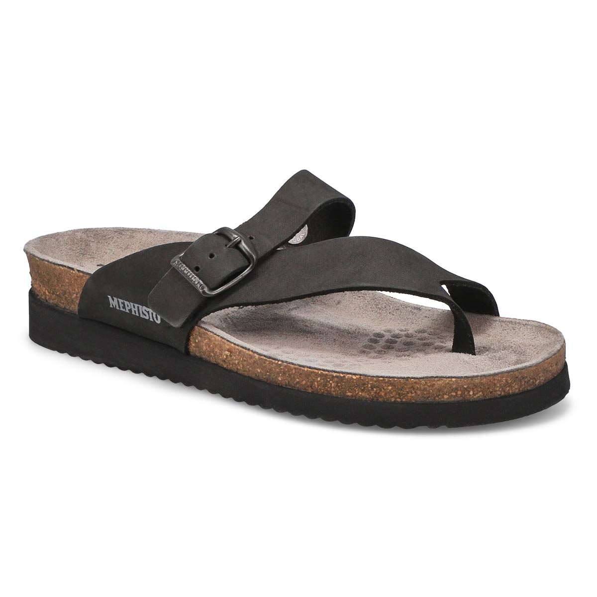Women's HELEN black nubuck cork footbed thongs