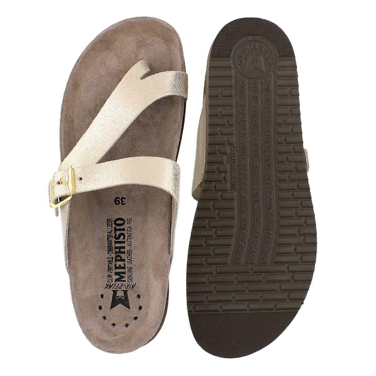 Lds Helen platinum cork footbed thong