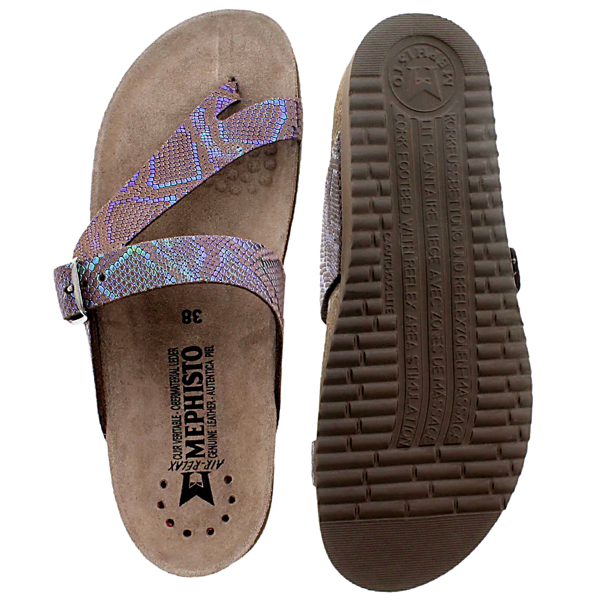 Lds Helen dk brown cork footbed thong