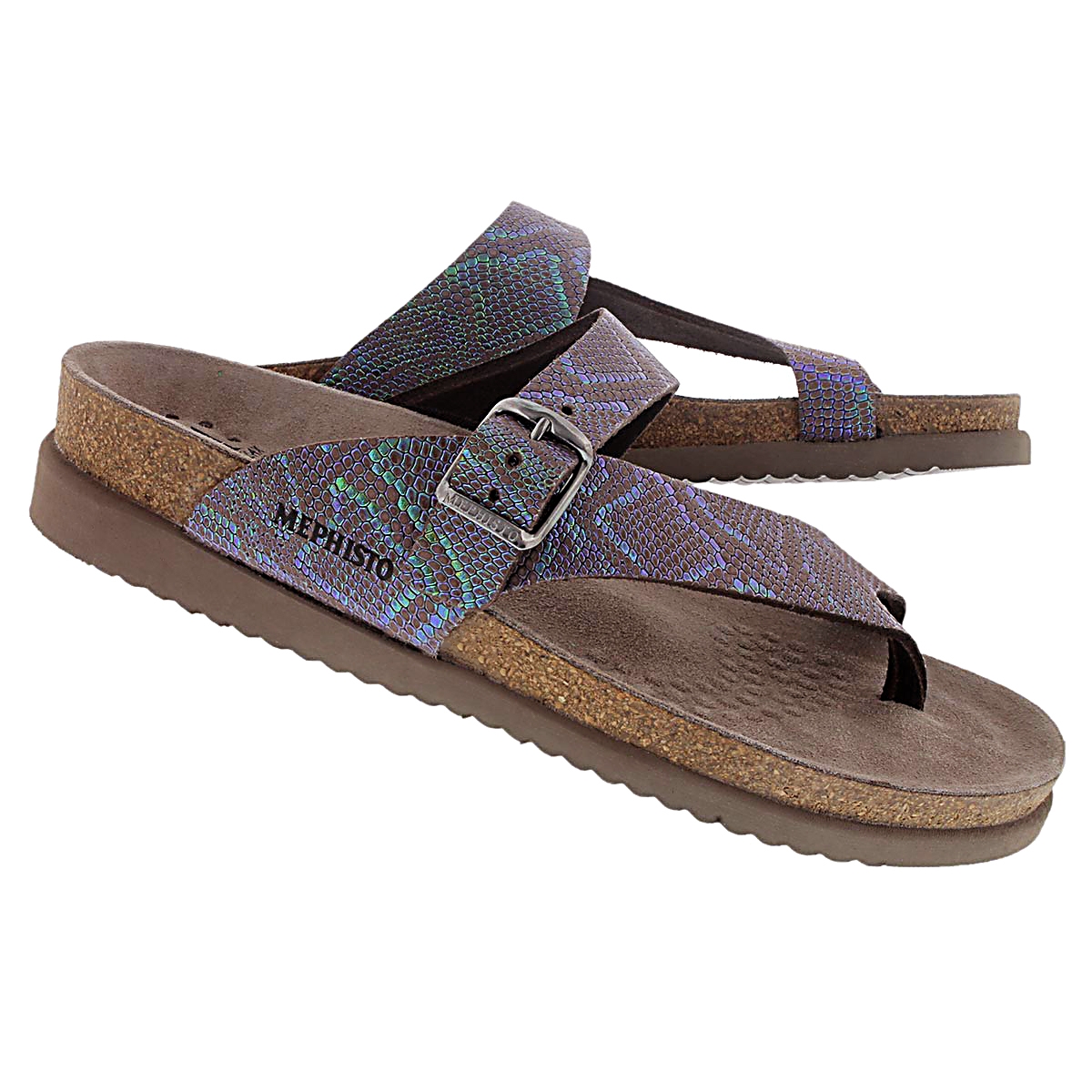 Lds Helen dk brown cork footbed thong